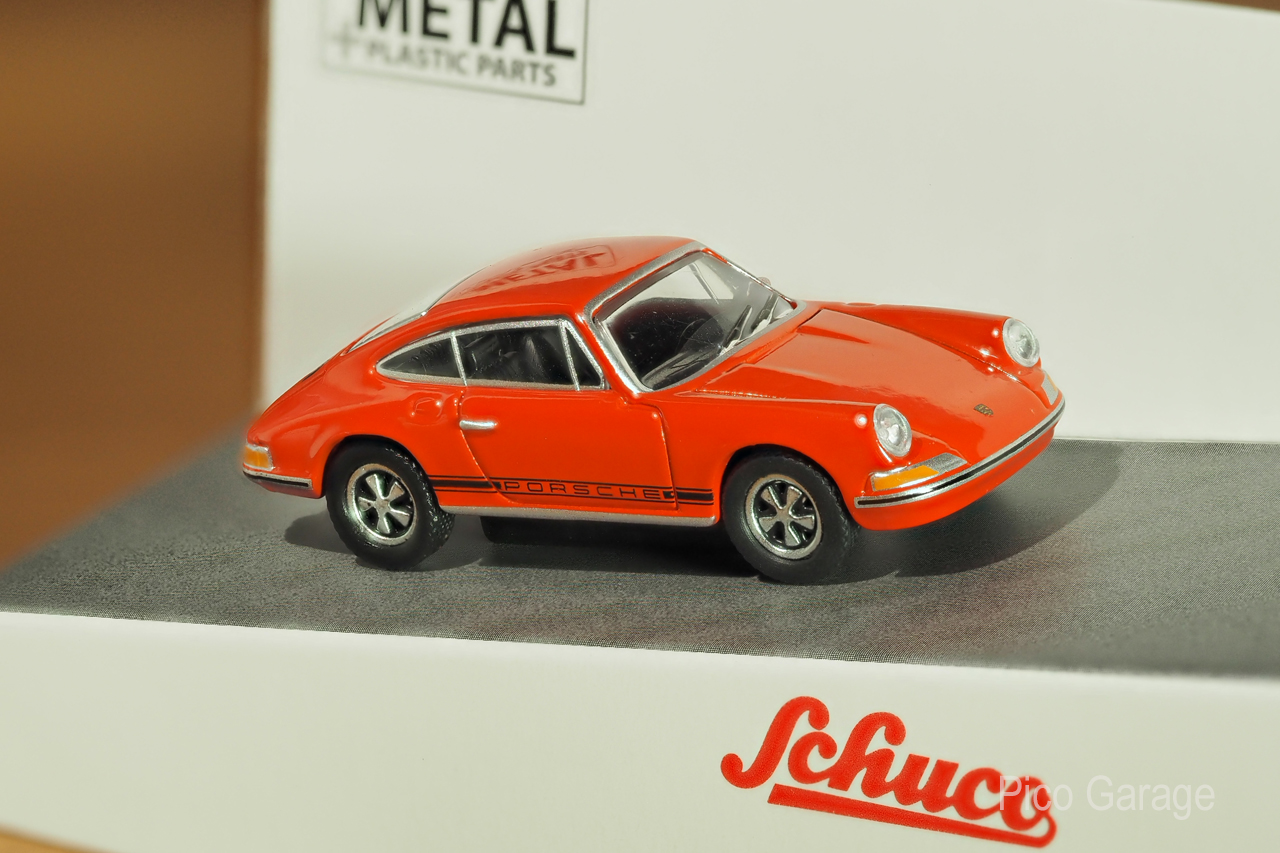 シュコー1/87 ポルシェ911S オレンジ_前サイド